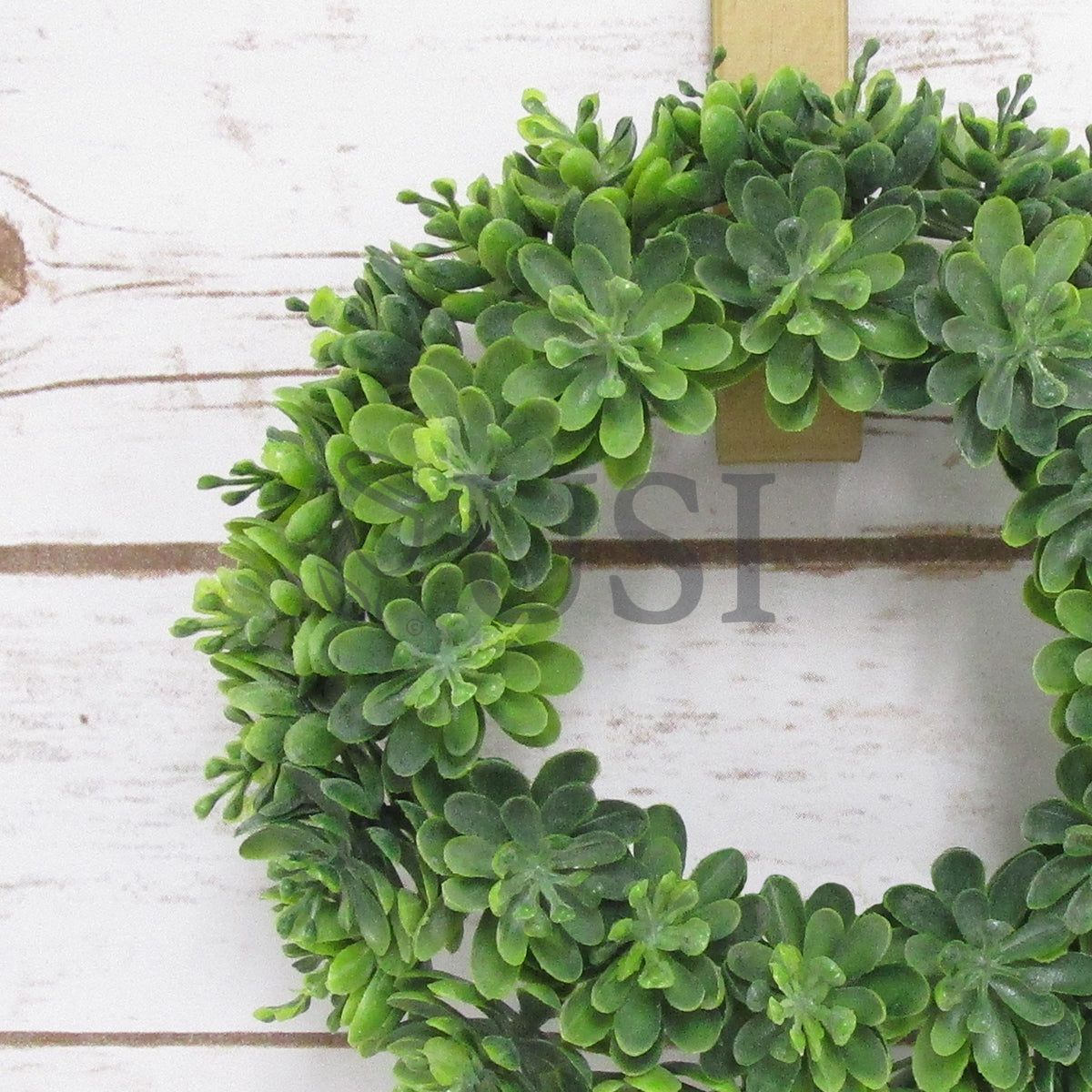 Frosted Gem Lotus Succulent Wreath Plastic, 7.5in, Frosted Green