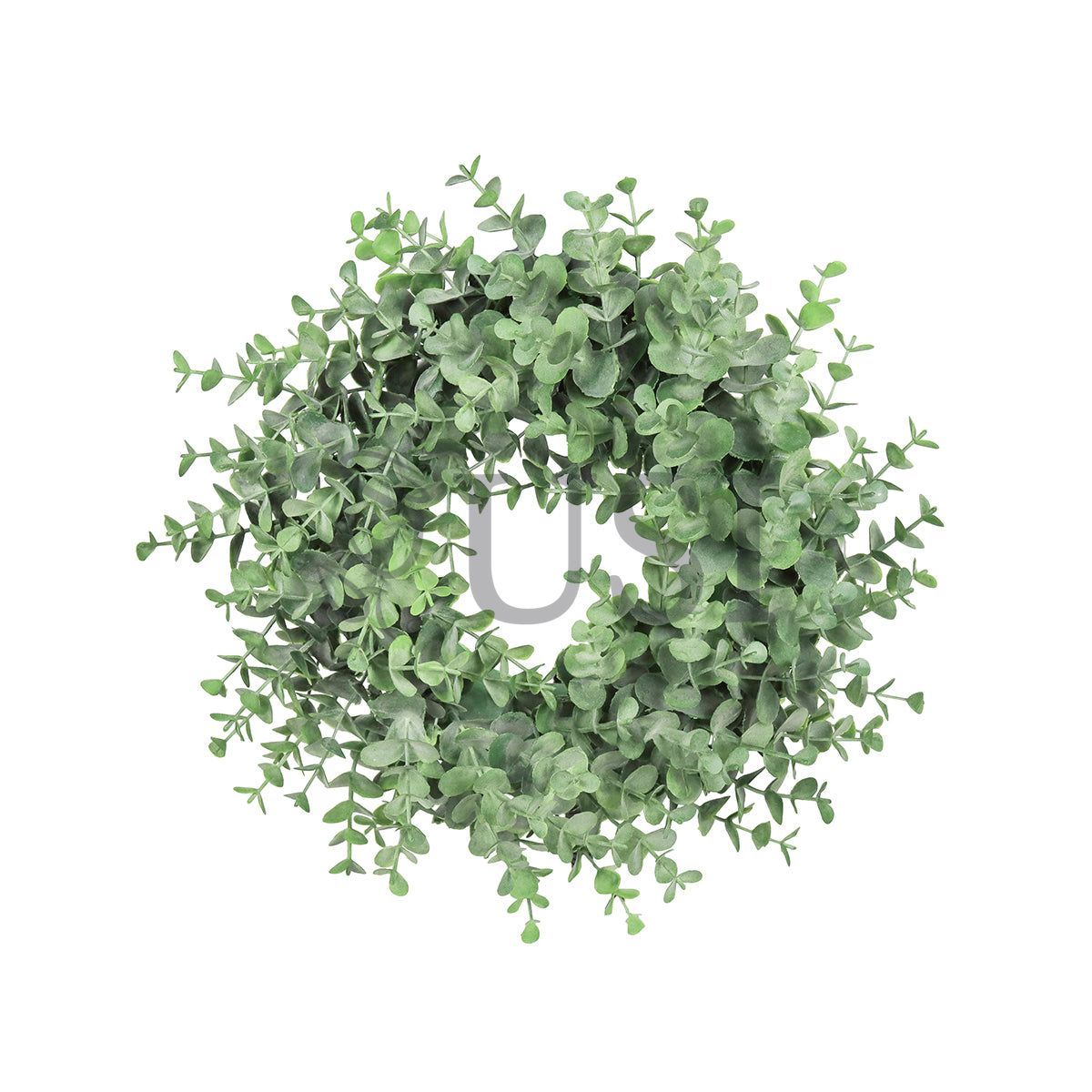 Frosted Eucalyptus Leaf Wreath Plastic, 14in, Frosted Green