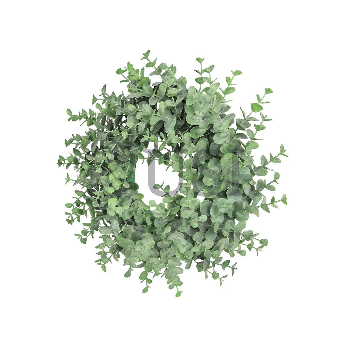 Frosted Eucalyptus Leaf Wreath Plastic, 14in, Frosted Green