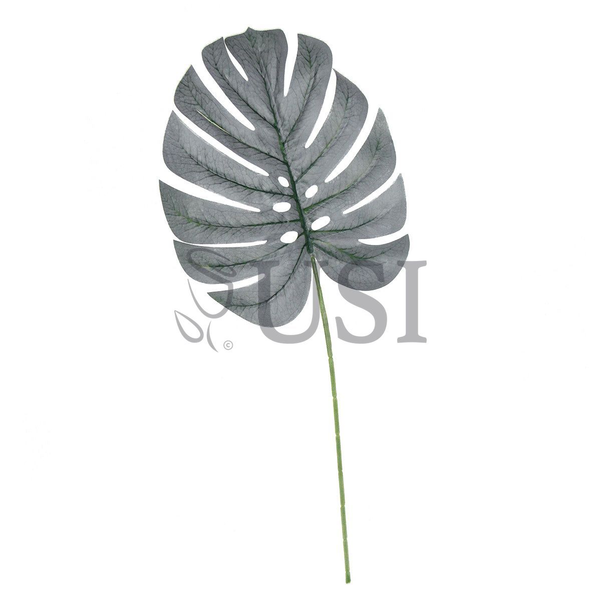 Split Leaf Philodendron Monstera Stem Medium Leaf, 28in, Frosted Green