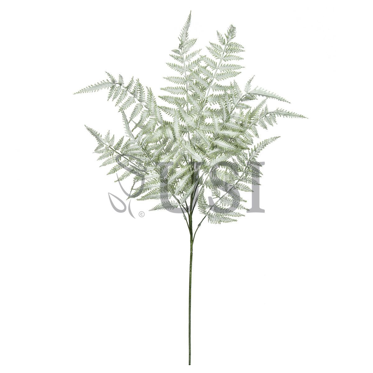 Leather Fern Leaf Spray Soft Touch Plastic x10lvs, 33in, Frosted Green