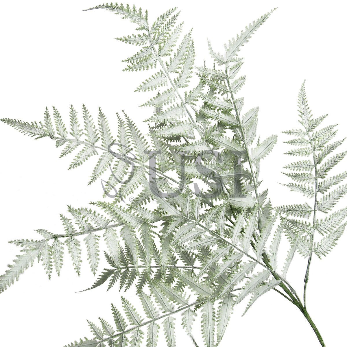 Leather Fern Leaf Spray Soft Touch Plastic x10lvs, 33in, Frosted Green