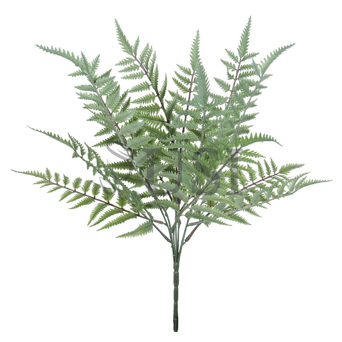 Leather Fern Greenery Bush Plastic x13, 20in, Frosted Green