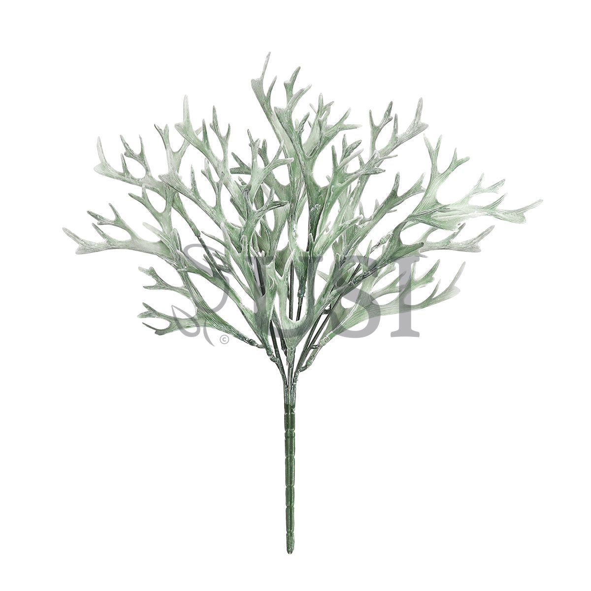 Staghorn Greenery Bush Plastic, 13in, Frosted Green