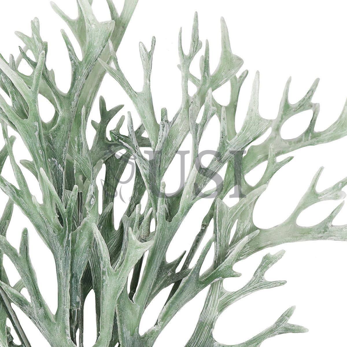 Staghorn Greenery Bush Plastic, 13in, Frosted Green