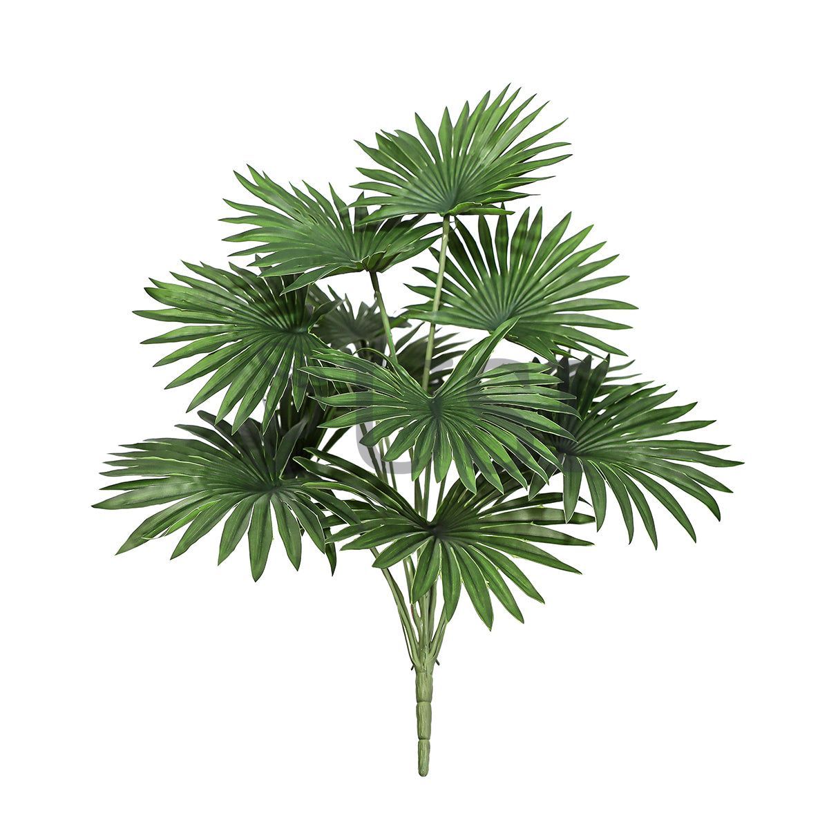 Young Fan Palm Leaf Greenery Bush Real Touch x12, 16in, Green