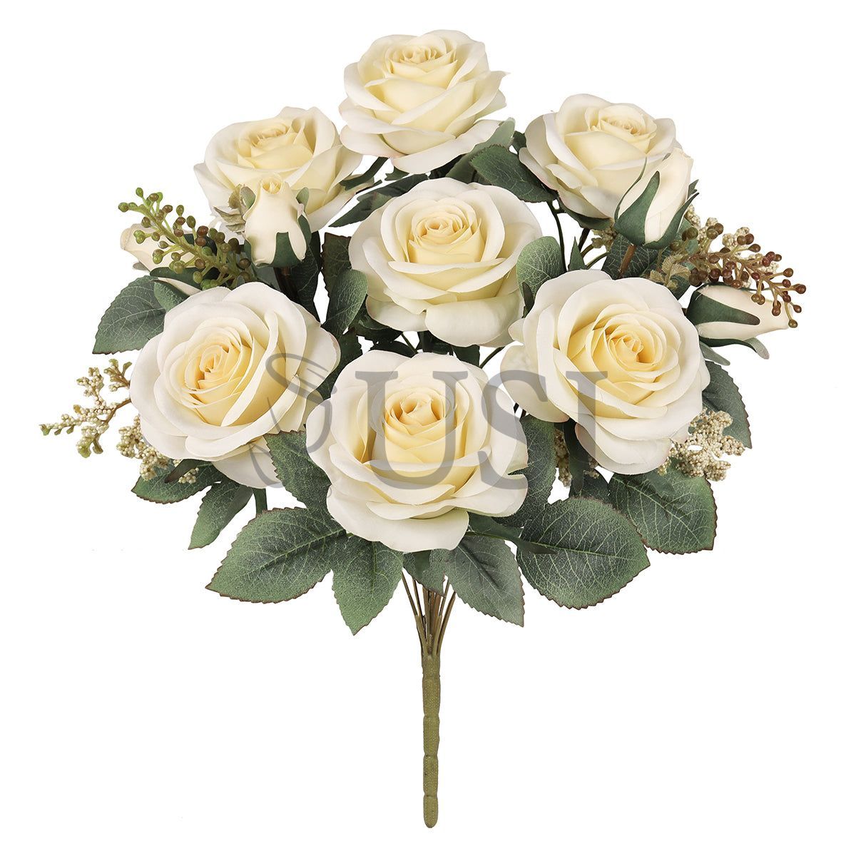 Forever Rose Bush w Filler x9, 18in, Cream Ivory