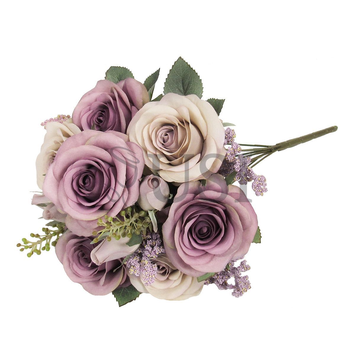 Forever Rose Bush w Filler x9, 18in, Dusty Lavender