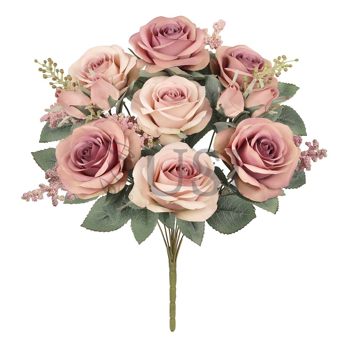 Forever Rose Bush w Filler x9, 18in, Dusty Mauve