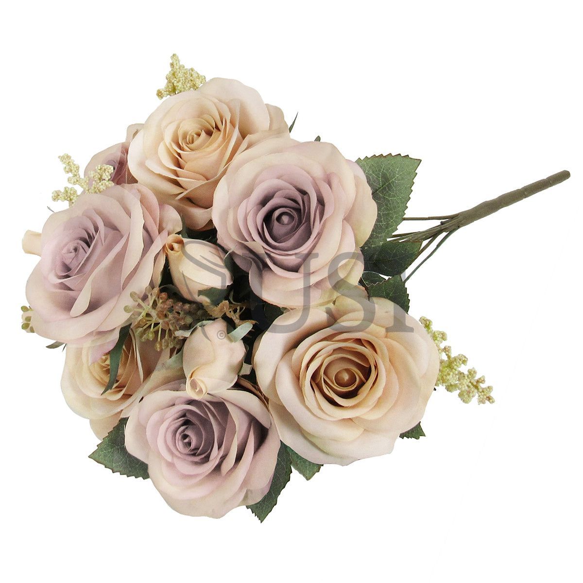 Forever Rose Bush w Filler x9, 18in, Ivory Lavender