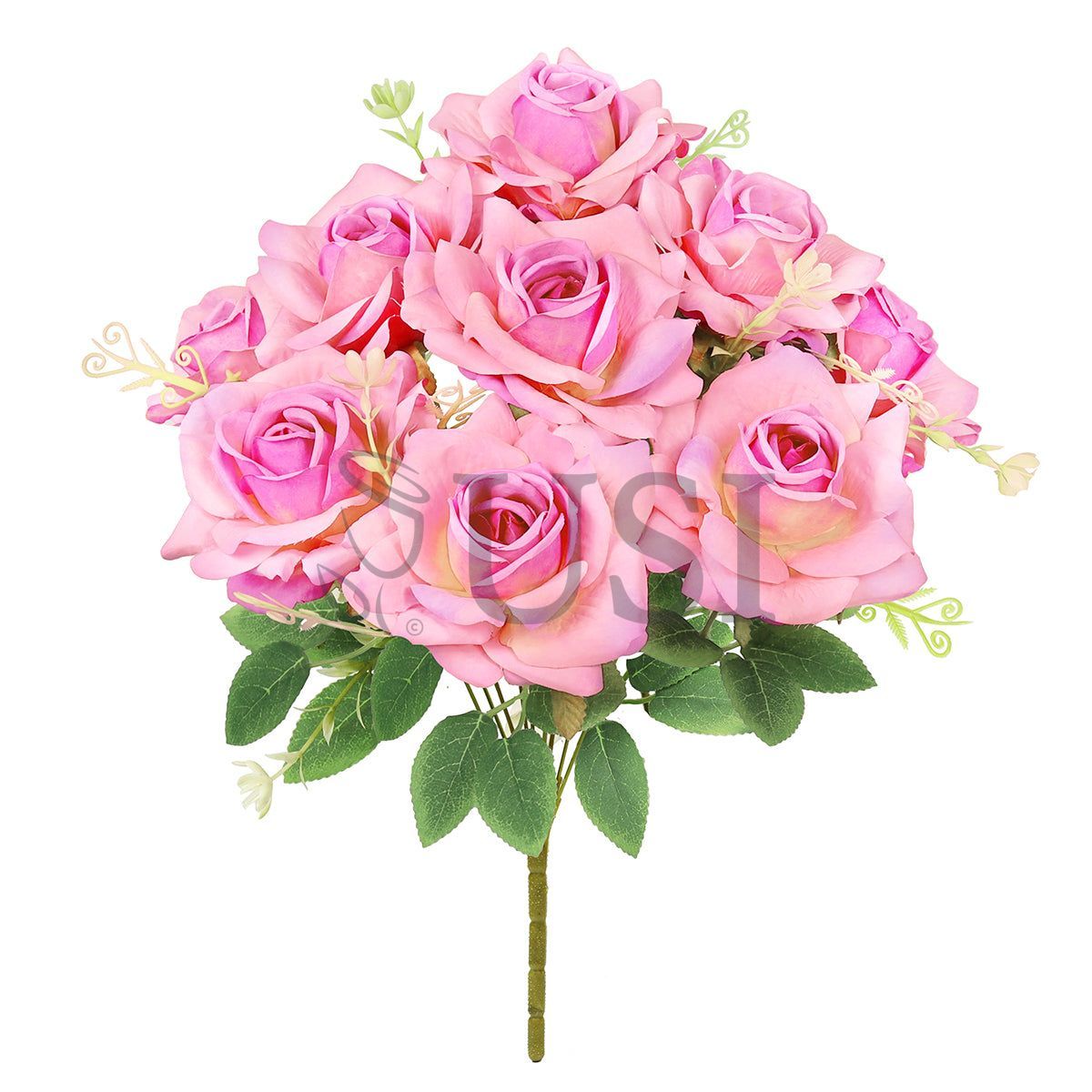 Gardenia Rose Flower Bush w Filler x9, 17in, Blush Fuchsia