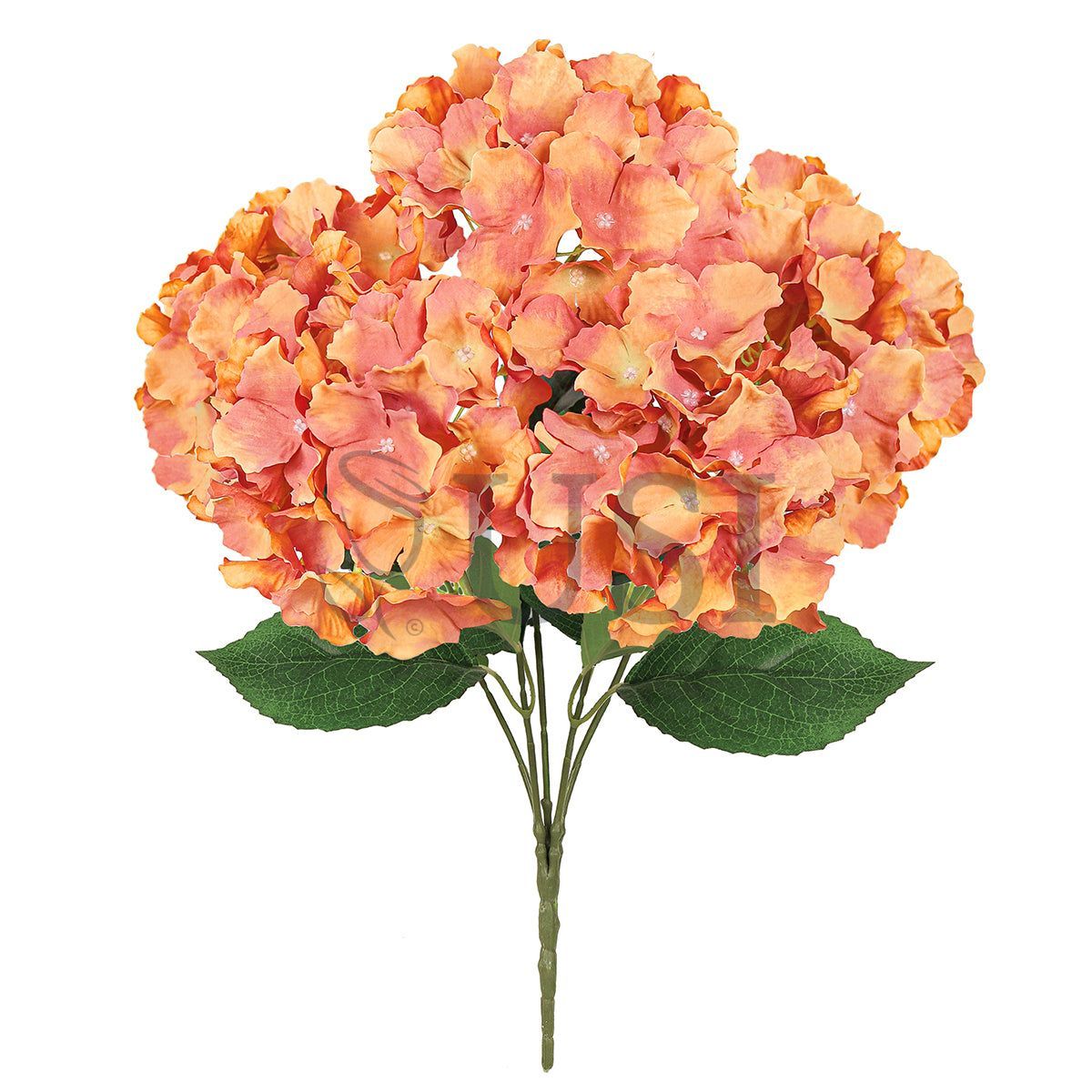 Hydrangea Flower Bush x5, 19in, Dusty Orange