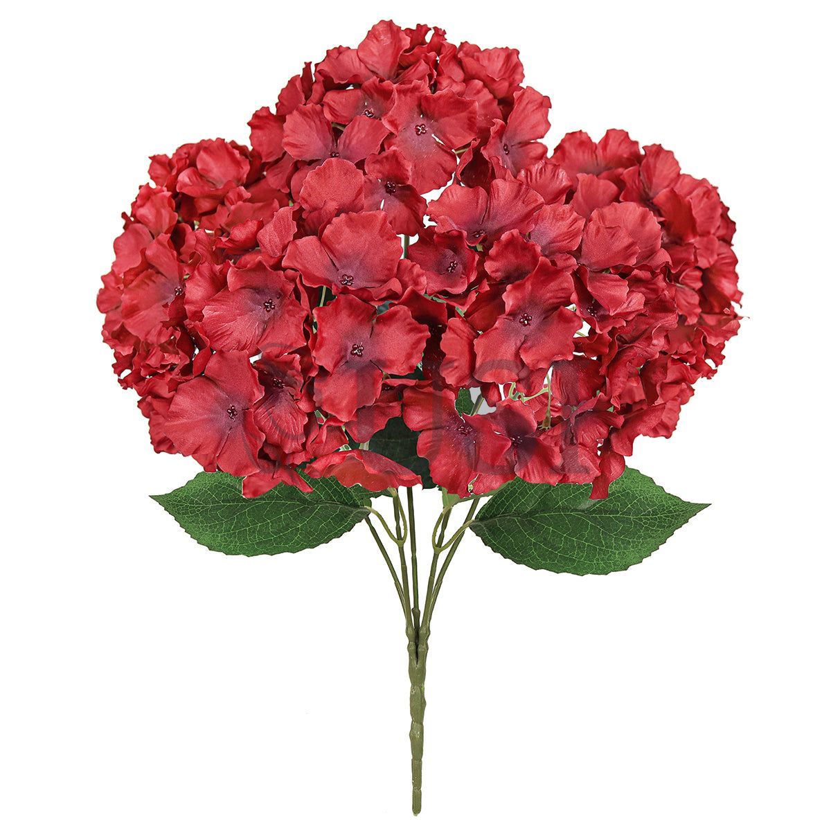 Hydrangea Flower Bush x5, 19in, Red