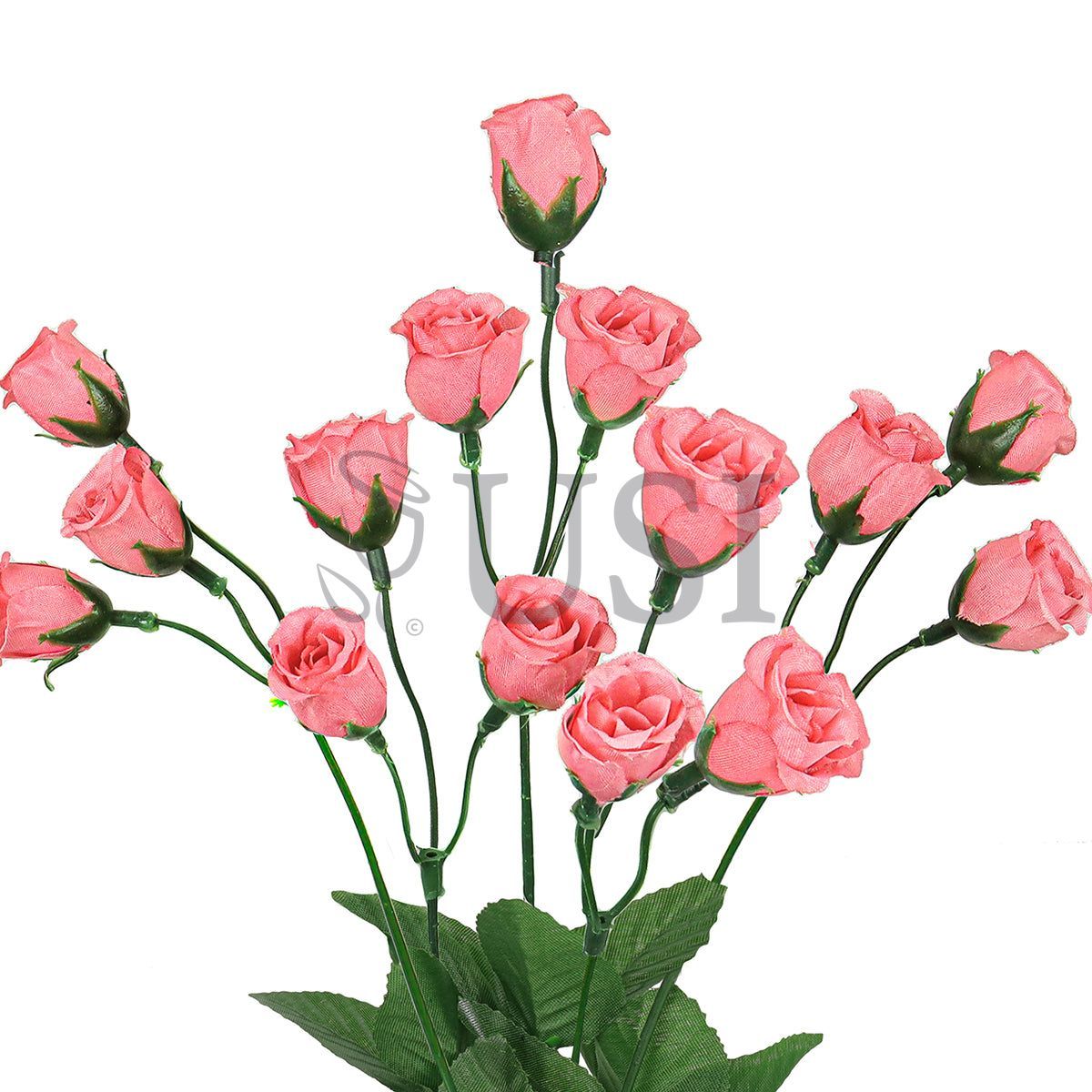 Standard Mini Rose Bud Flower Bush, 14in, Coral