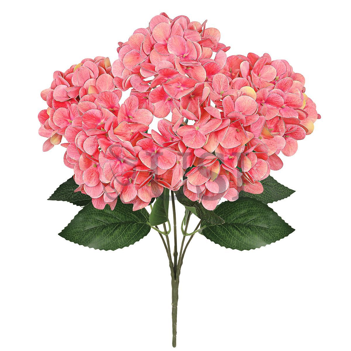 Hydrangea Flower Bush Natural Touch x5, 18in, Coral Pink