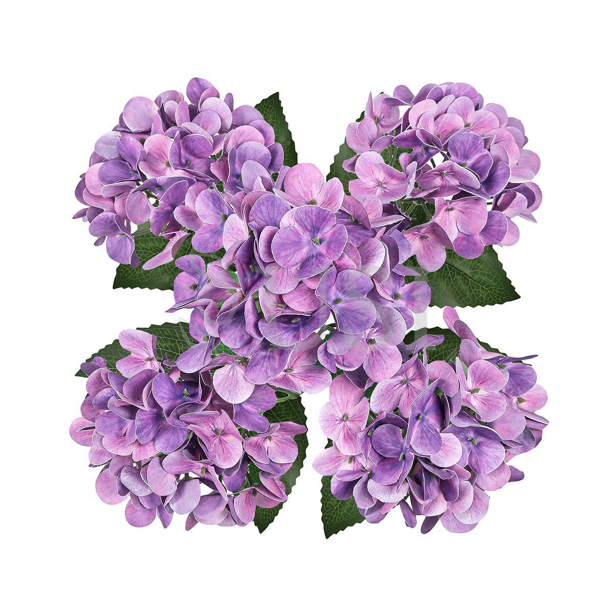 Hydrangea Flower Bush Natural Touch x5, 18in, Purple