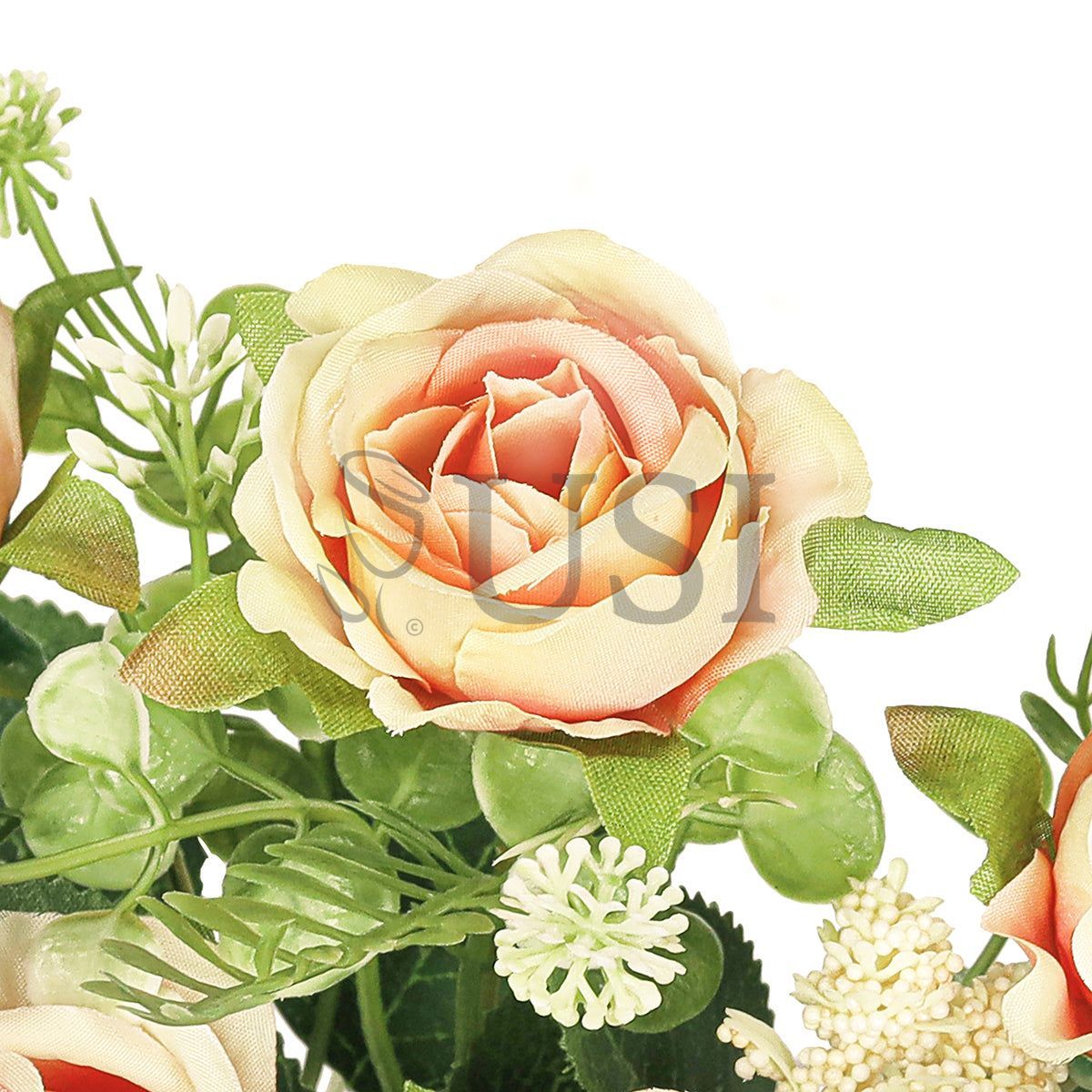 Petite Rose Flower Bush w Filler x5, 12in, Peach