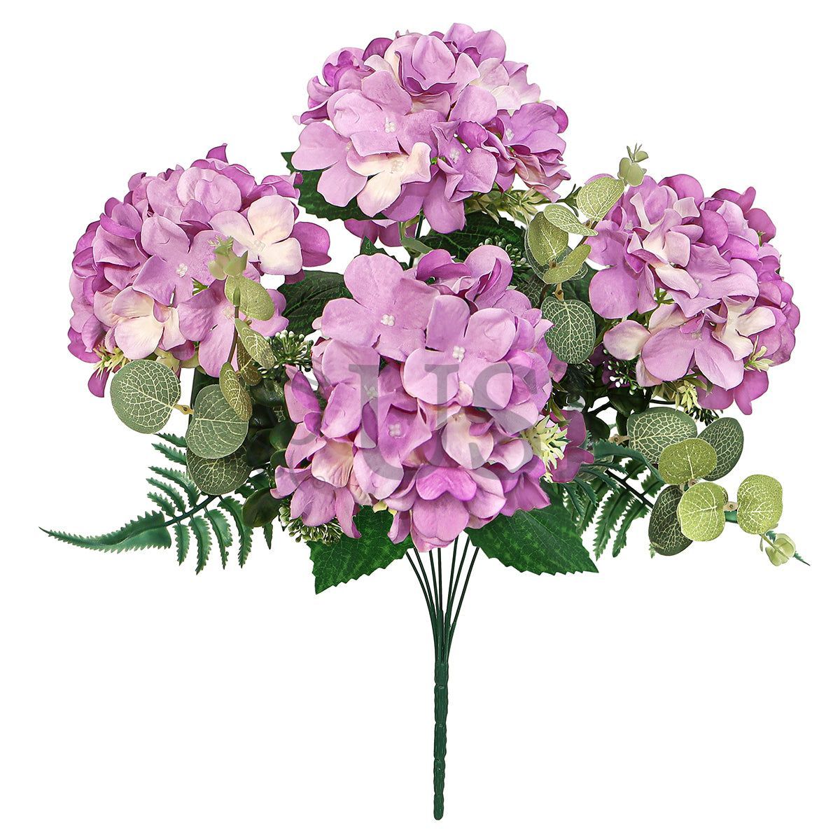Hydrangea Flower Bush w Filler x7, 19in, Lavender Purple