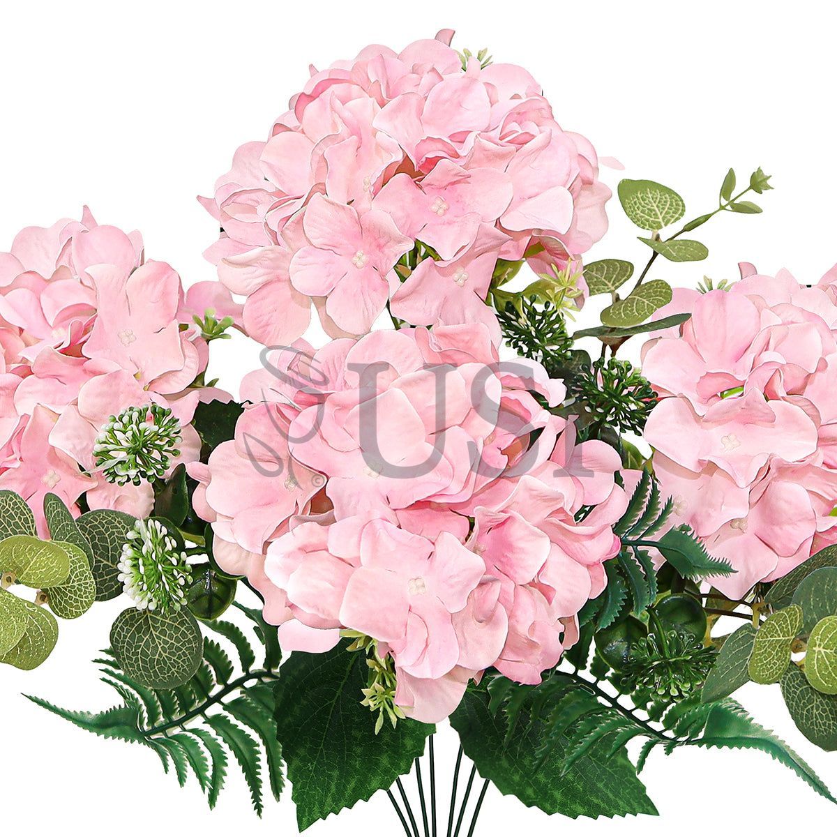 Hydrangea Flower Bush w Filler x7, 19in, Pink