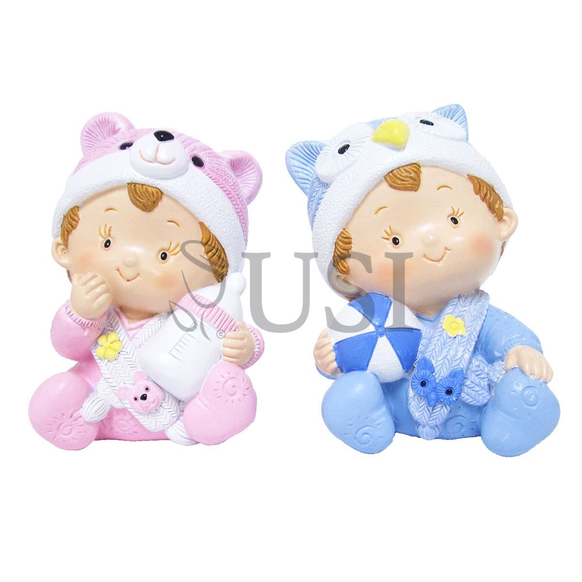 Girl w Bottle Figurine, 4.25in, Pink