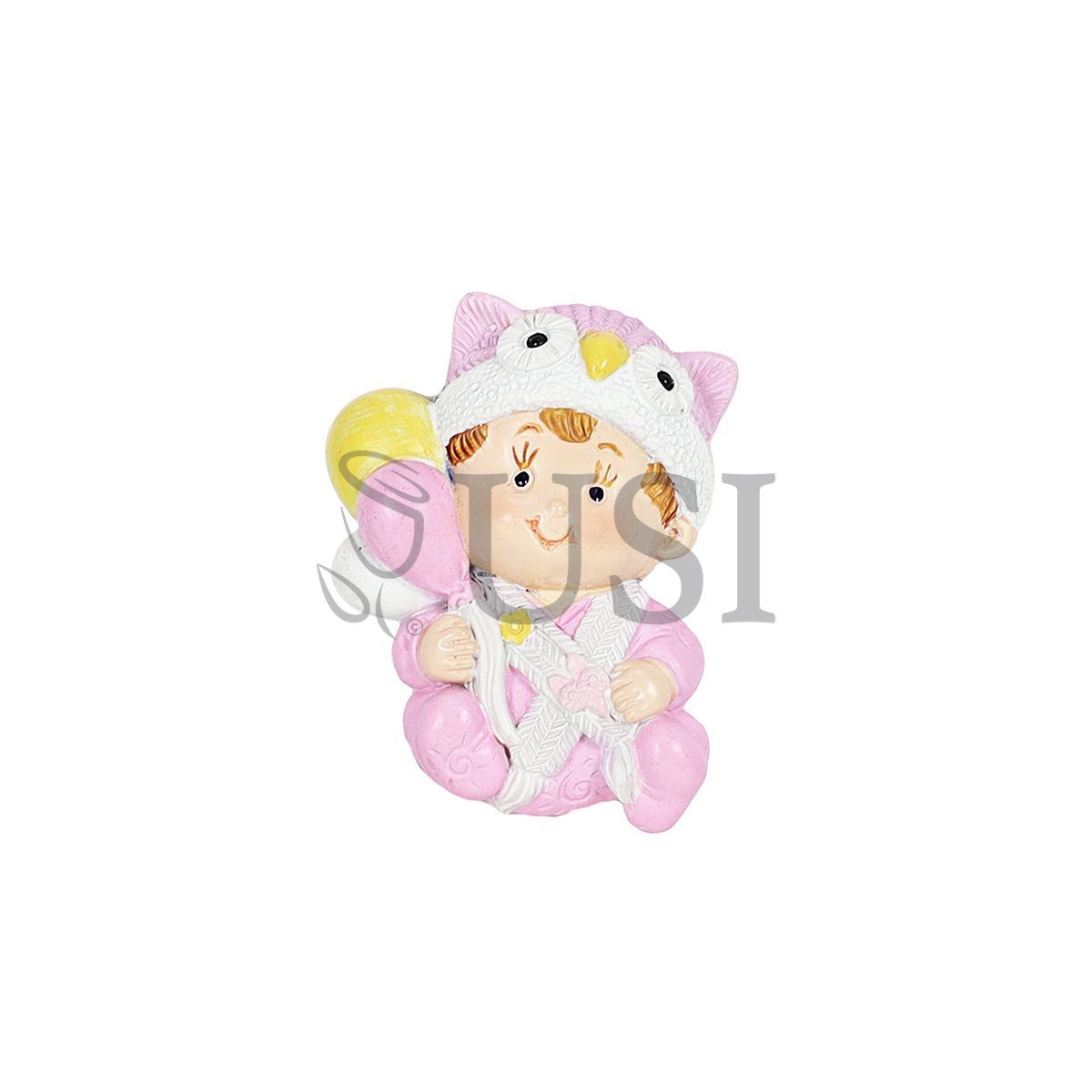 Girl w Owl Hat Magnet Bag of 4, 2in, Pink