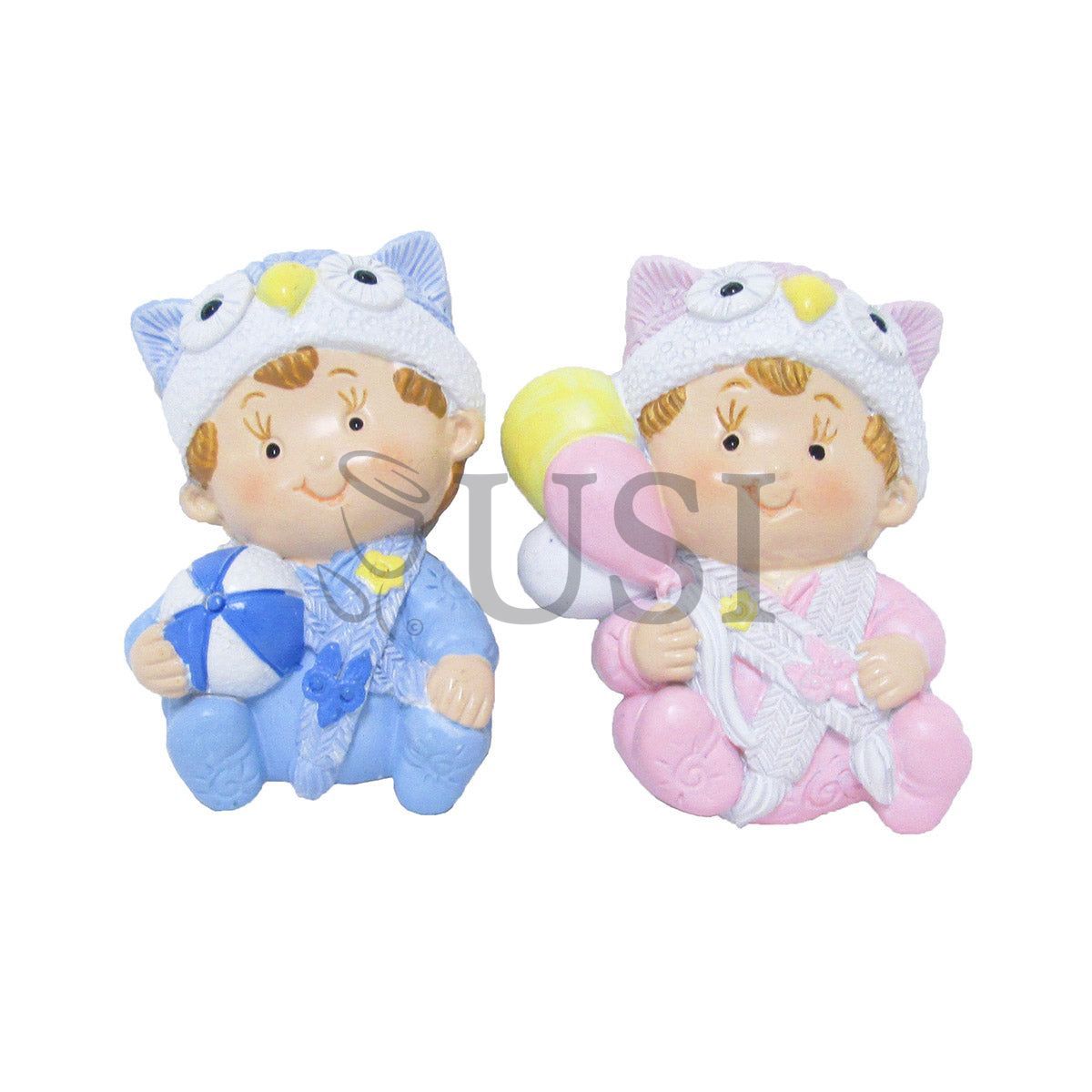 Girl w Owl Hat Magnet Bag of 4, 2in, Pink