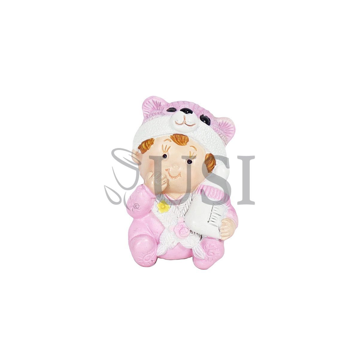 Girl w Bear Hat Magnet Bag of 4, 2in, Pink