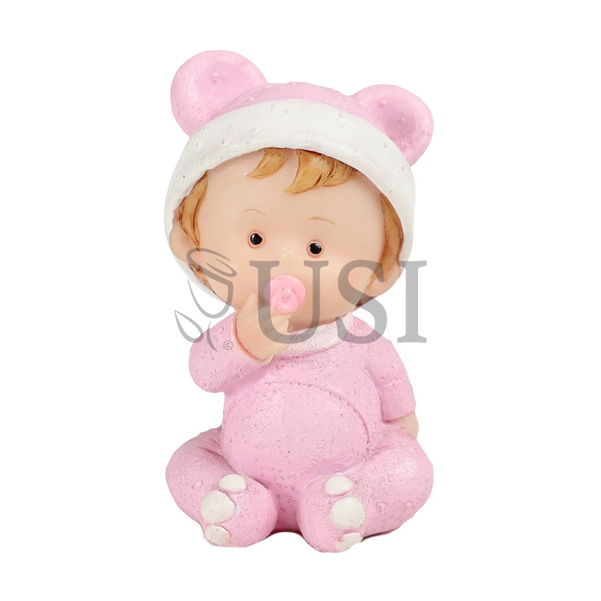 Girl w Pacifier Figurine, 3in, Pink