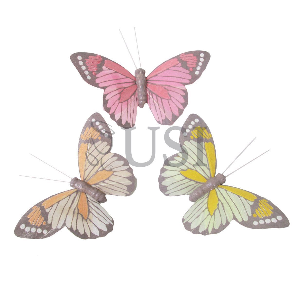 Grey-Monarch Butterfly Bag of 6, 4in, Warm