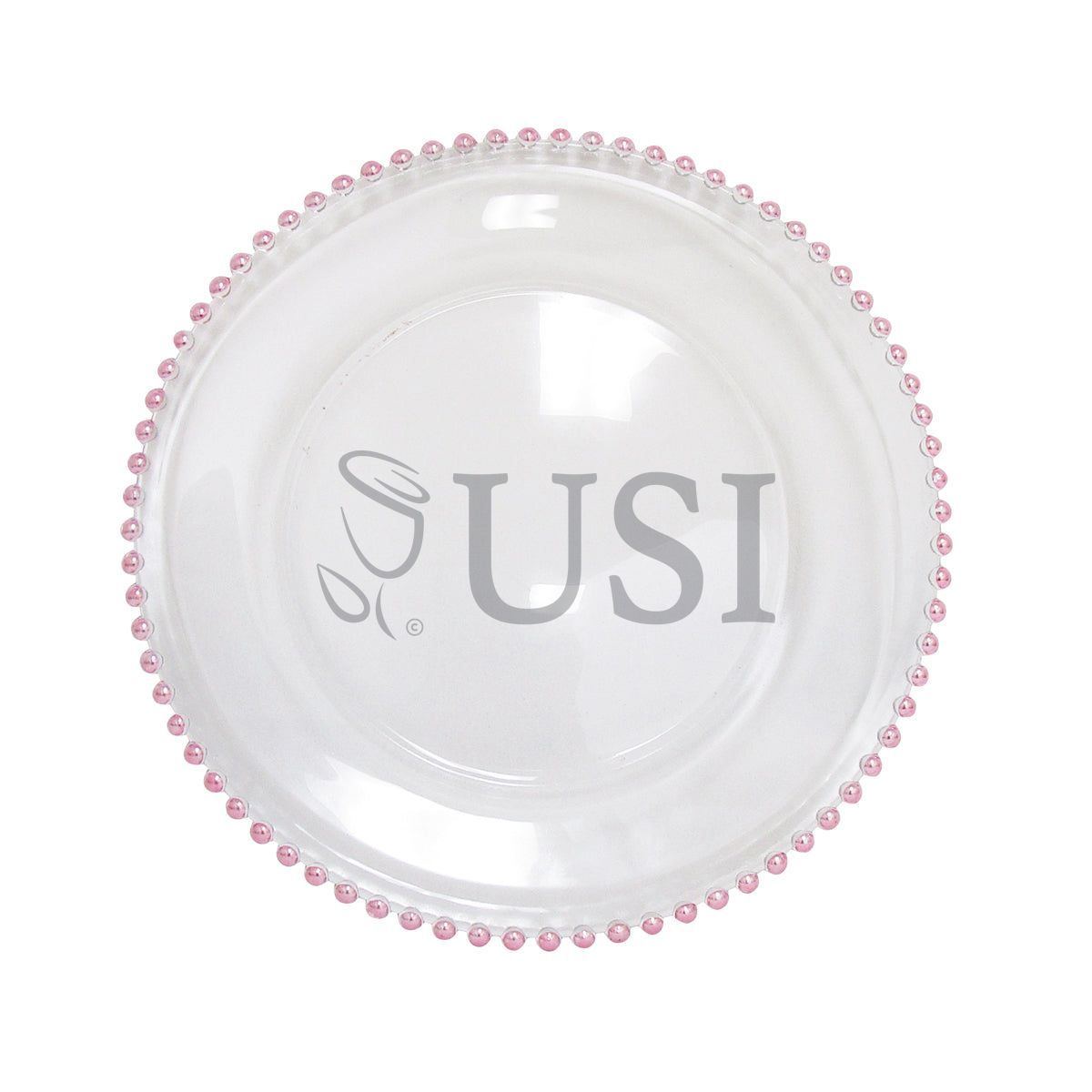 Glass Charger Plate Bead Trim, 13in, Rose Gold