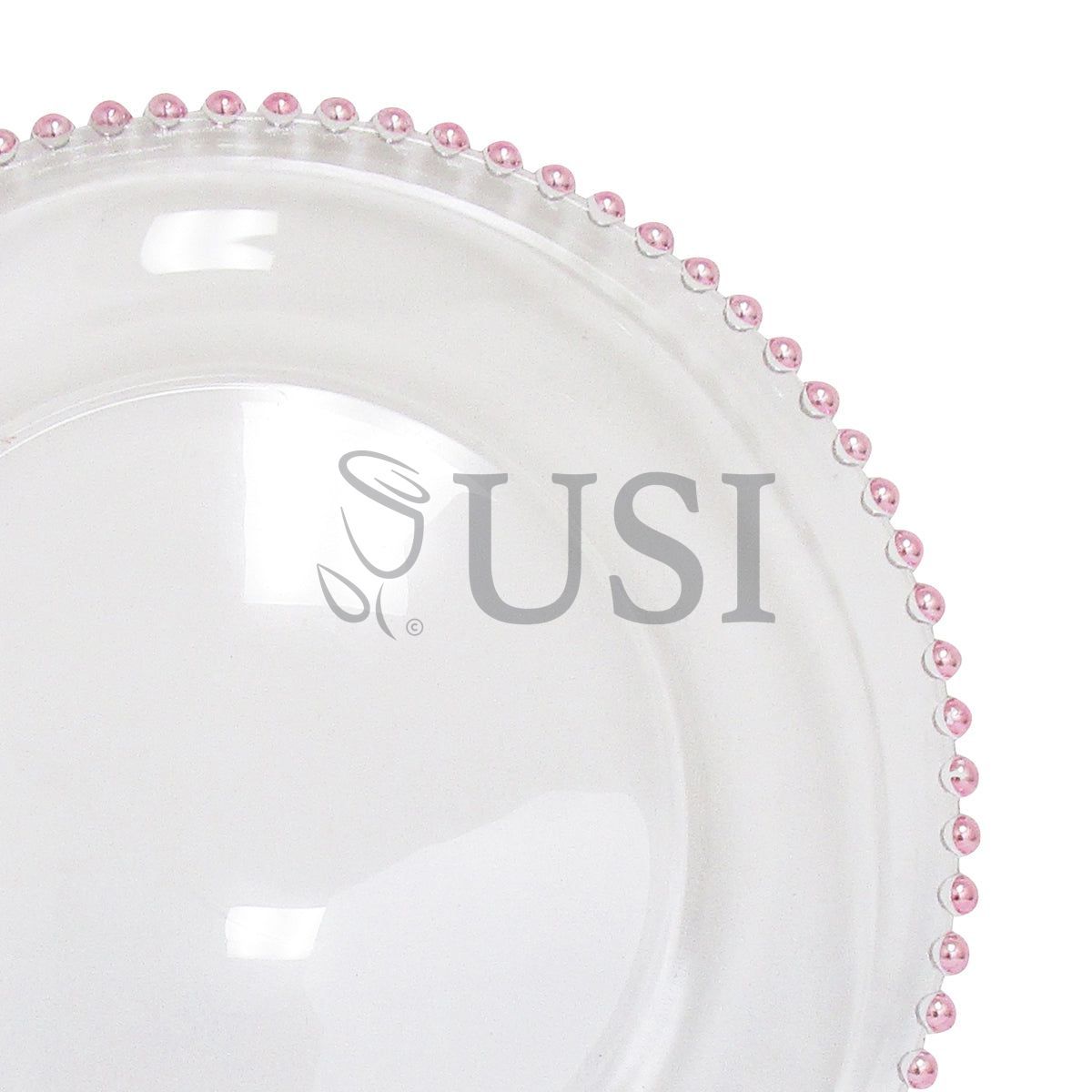 Glass Charger Plate Bead Trim, 13in, Rose Gold