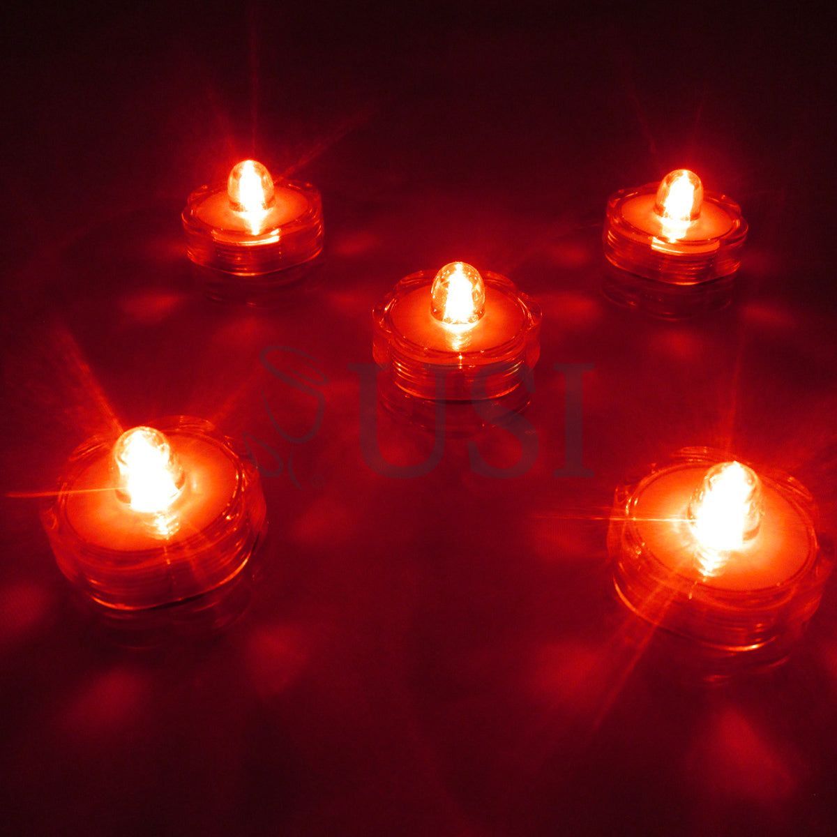 Submersible Flower LED Light Pack of 12, 1.2inD, Red