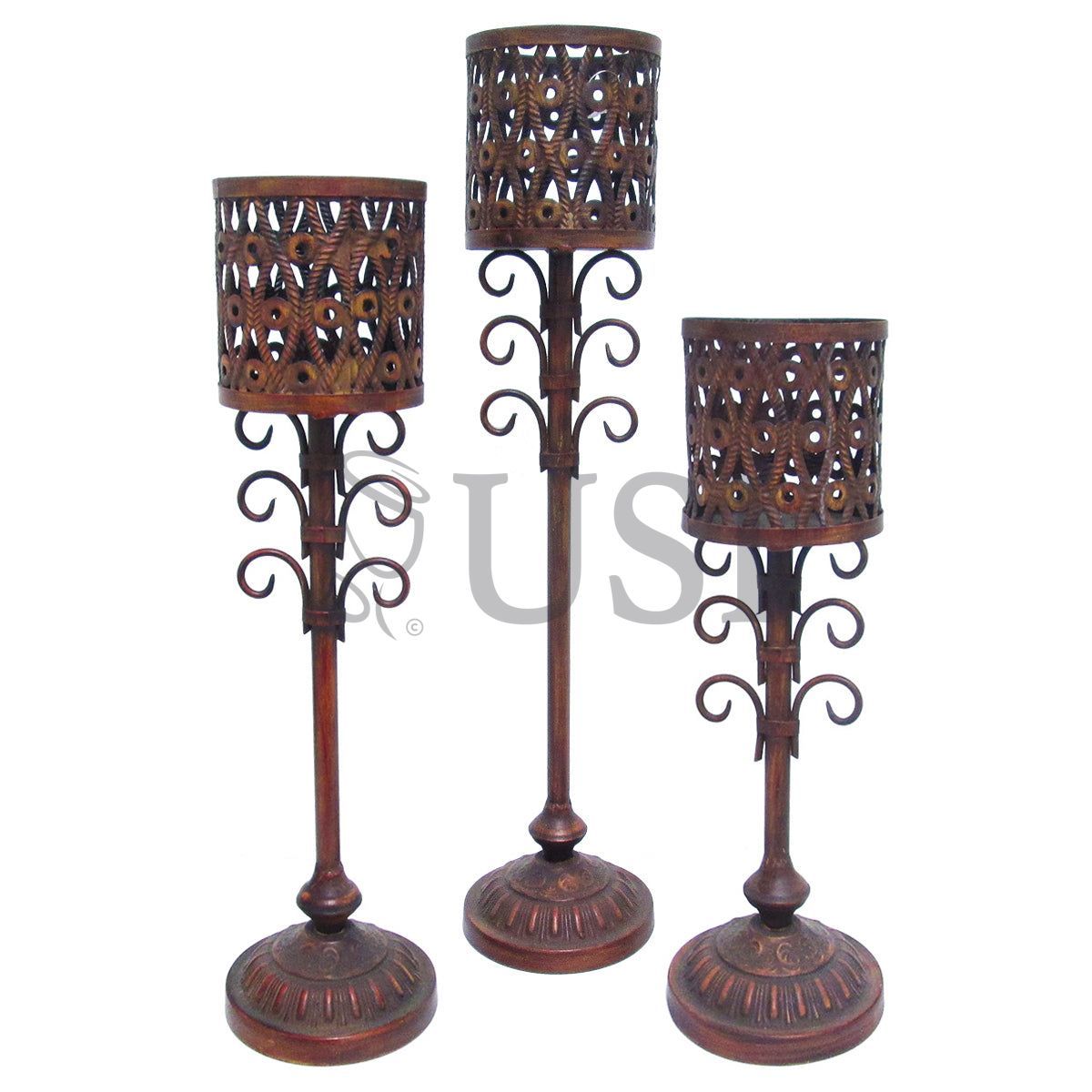 Metal Candle Holder, 24.25in, Brown