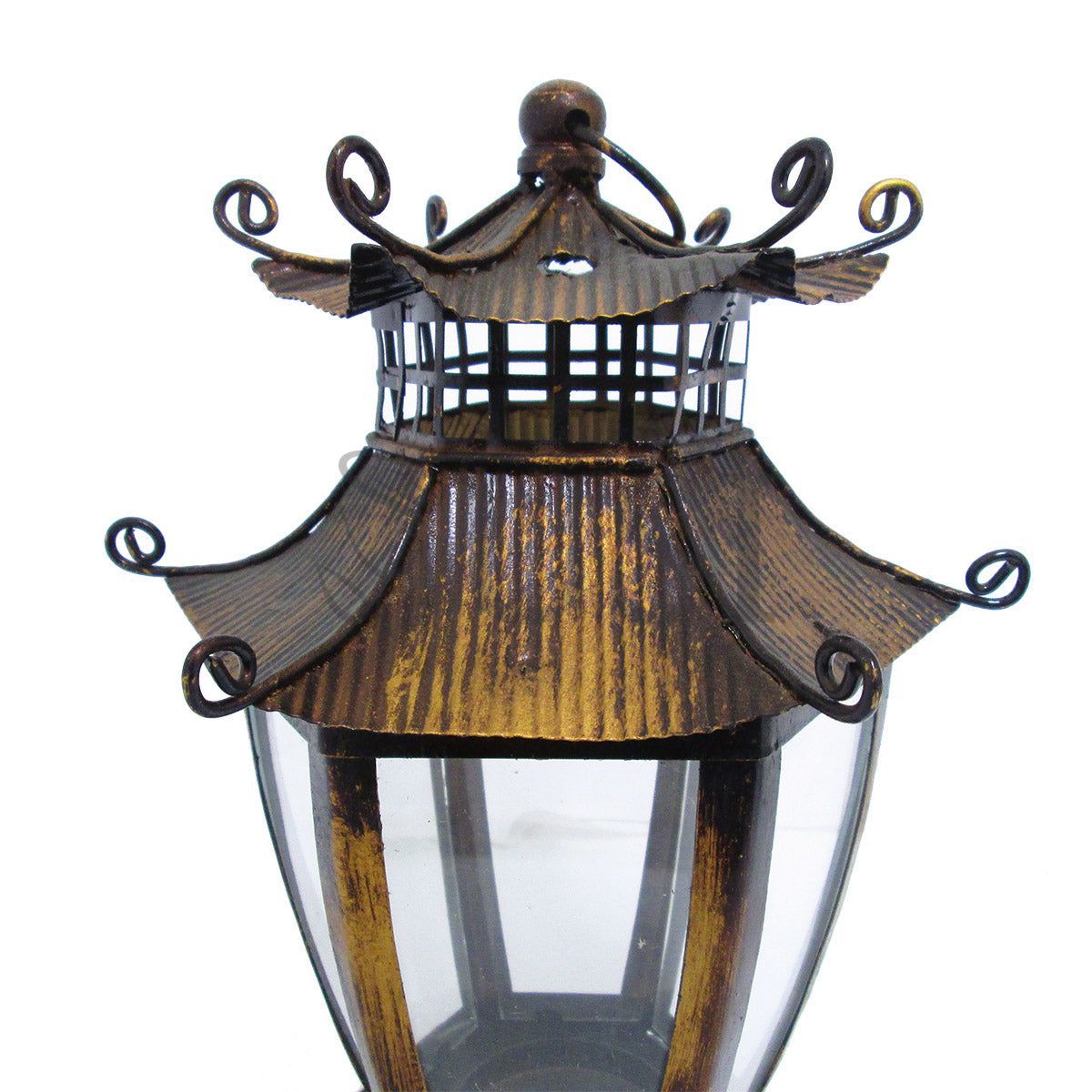 Metal Lantern Candleholder, 11.5in, Brown