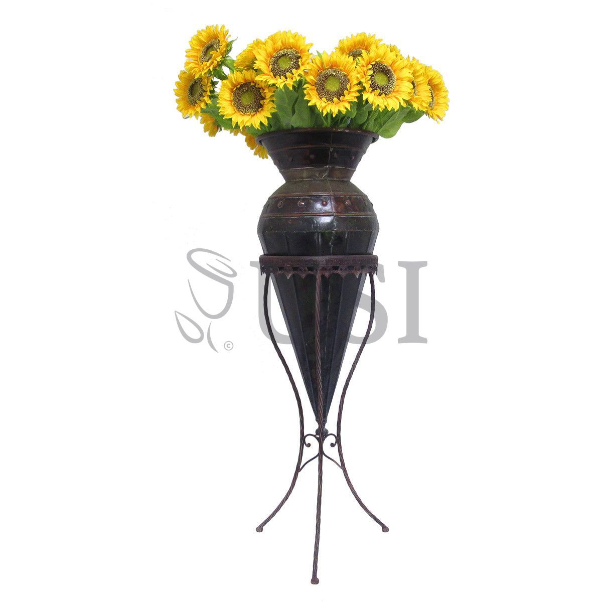 Metal Planter Stand, 45in, Brown