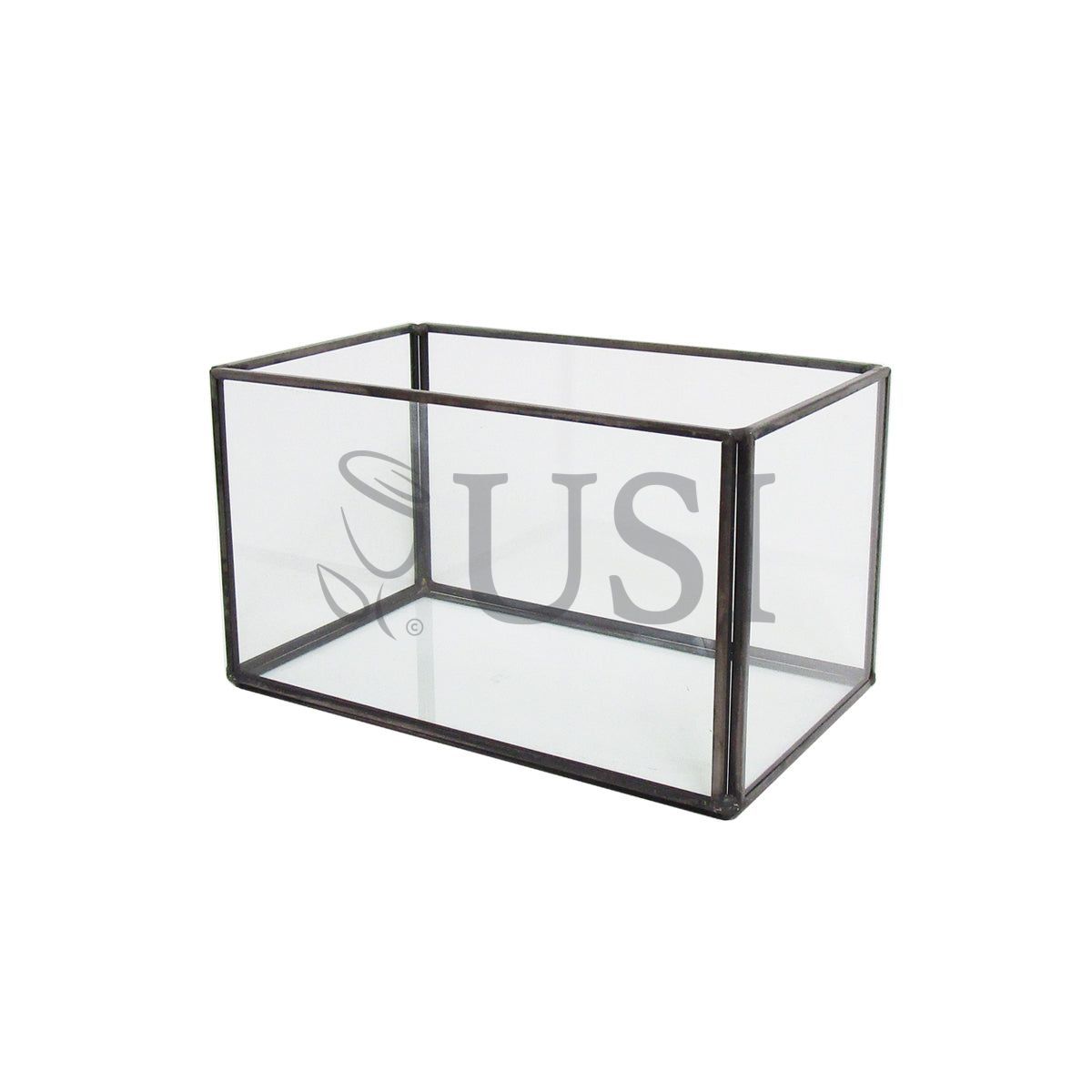 Geometric Rectangular Glass Box, 6in, Black