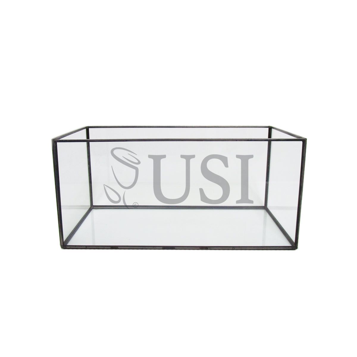 Geometric Rectangular Glass Box, 10in, Black
