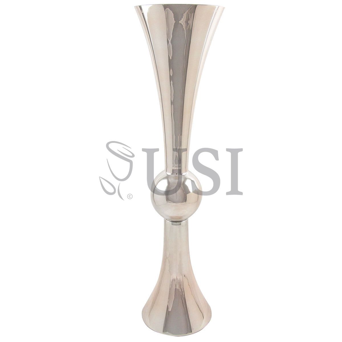 Metallic Ball Trumpet Vase, 30in, Rose Gold