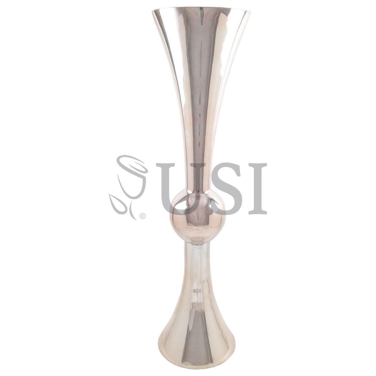 Metallic Ball Trumpet Vase, 36in, Rose Gold