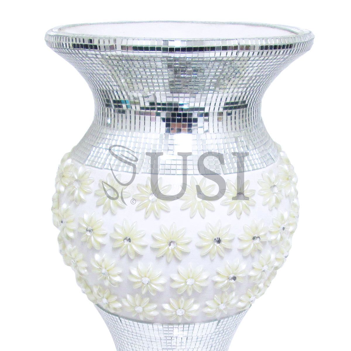 Mosaic Vase w Flower Pattern, 17in